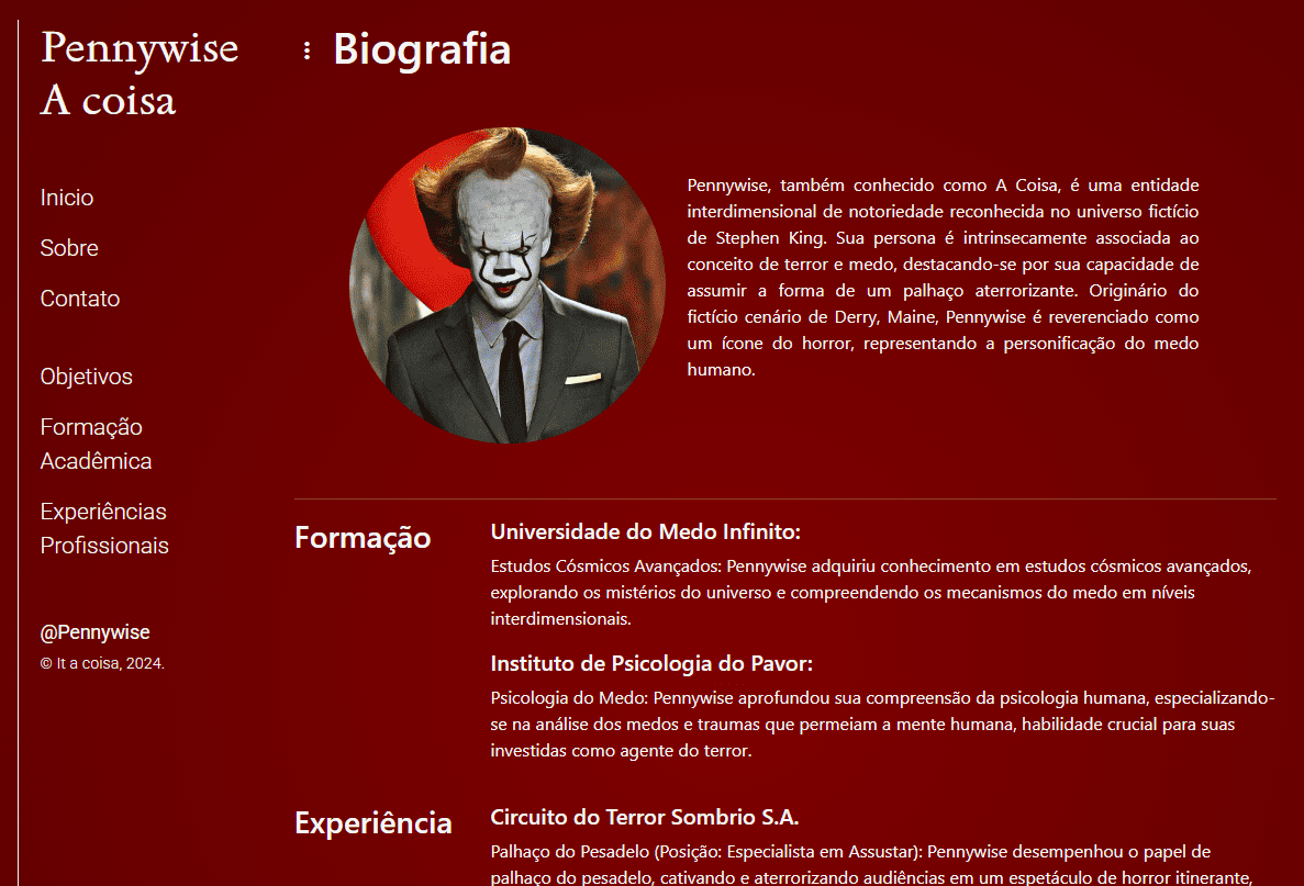 Curriculo do Snr Pennywise